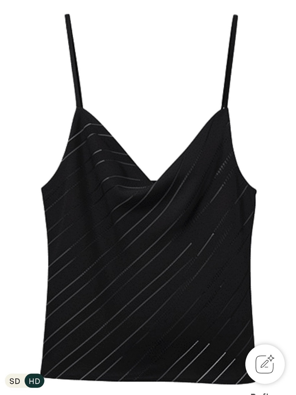 Rag & Bone Black Diagonal Stripe Cowl Neck Camisole
